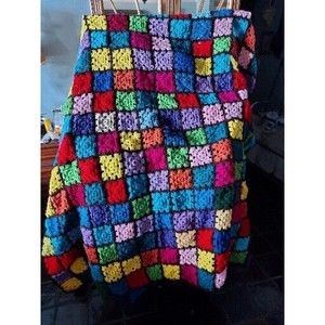 Large Handmade Crochet Granny Square Afghan Blanket Multicolor